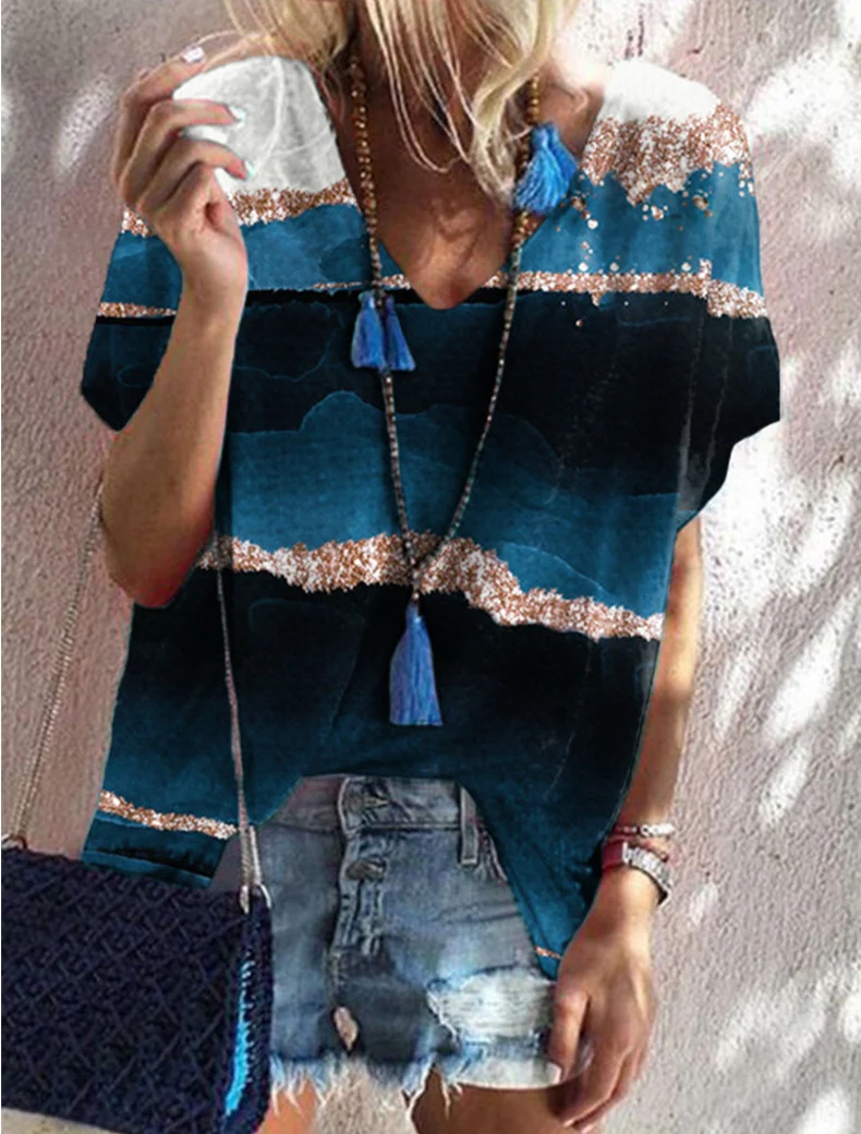 Title 2, Blusa feminina tie-dye manga morcego de verão, ...
