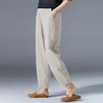 Vintage Art Nine Part Wide Leg Pants with Loose Thin Elastic Waist for Comfort and Style, Perfect for Everyday Wear and — photo 9