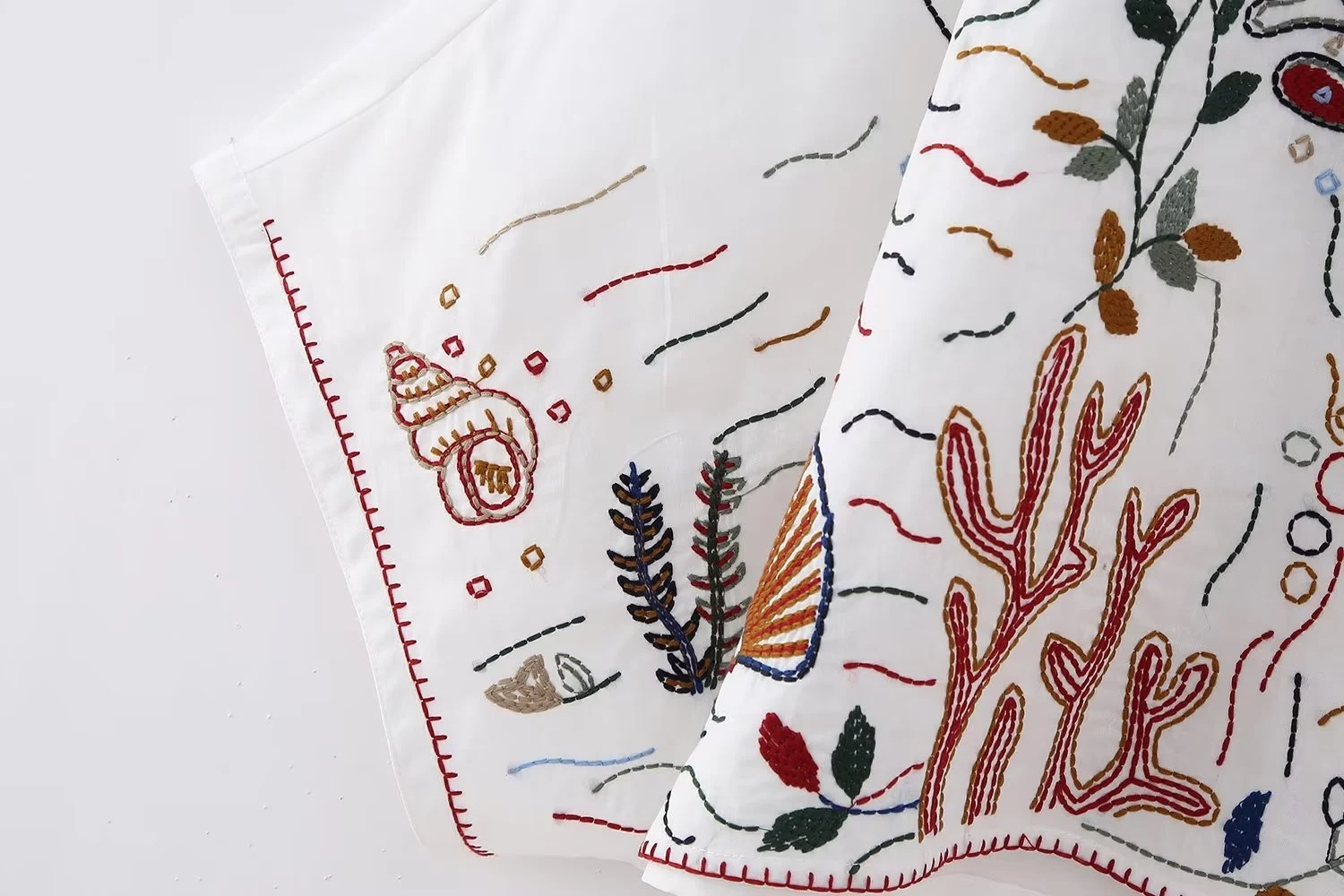 Title 24, V-neck Embroidered Breasted Shirt and High Wais...