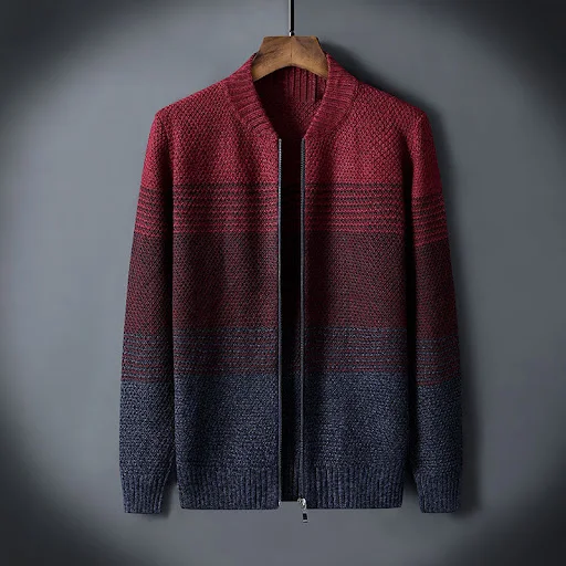Title 8, Mens Sweater Jacket With Contrast Stripes for ...