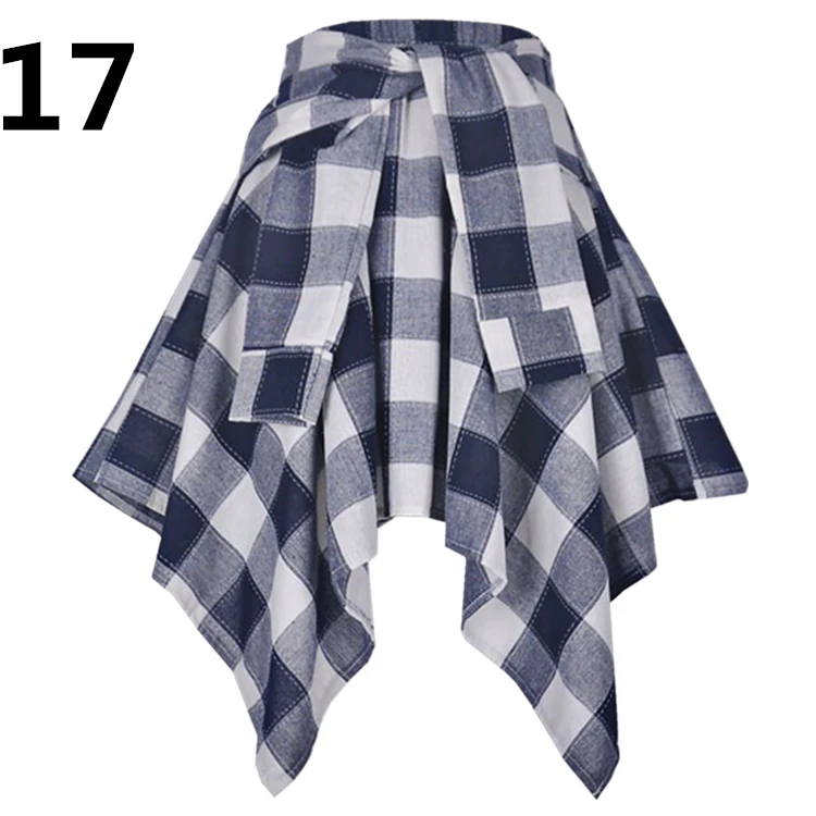 Title 6, Plaid irregular square skirt with elastic waist...
