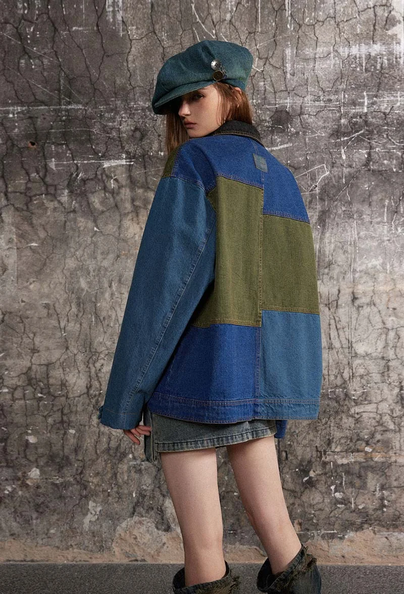 Title 5, Retro Distressed Loose Leisure Washed Patchwork...