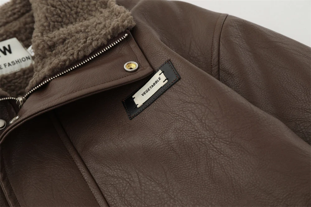 American Retro Autumn And Winter Men's Wear Loose And Warm PU Leather Jacket. Comfortable, stylish, and perfect for cool — photo 21