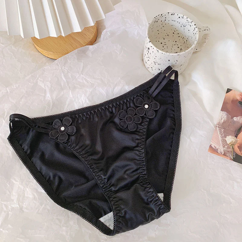 Pure Desire Women's Silky Embroidered Floral Low Waist Briefs, offering comfort and elegance with a delicate touch for e — photo 4