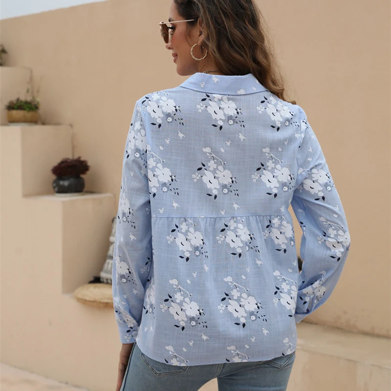 Title 12, Printed Casual Loose Long-sleeved Linen Cotton ...