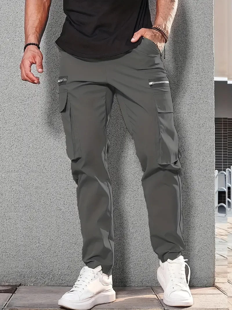 Heren casual sportbroek met ritssluiting versieringen, comfortabel en stijlvol voor dagelijks gebruik en sportieve activiteiten. Ideaal voor mannen. — foto 13