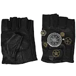 European and American Steampunk leather gloves, half-finger design with gears, compass, and retro style. Perfect for cos — photo 3