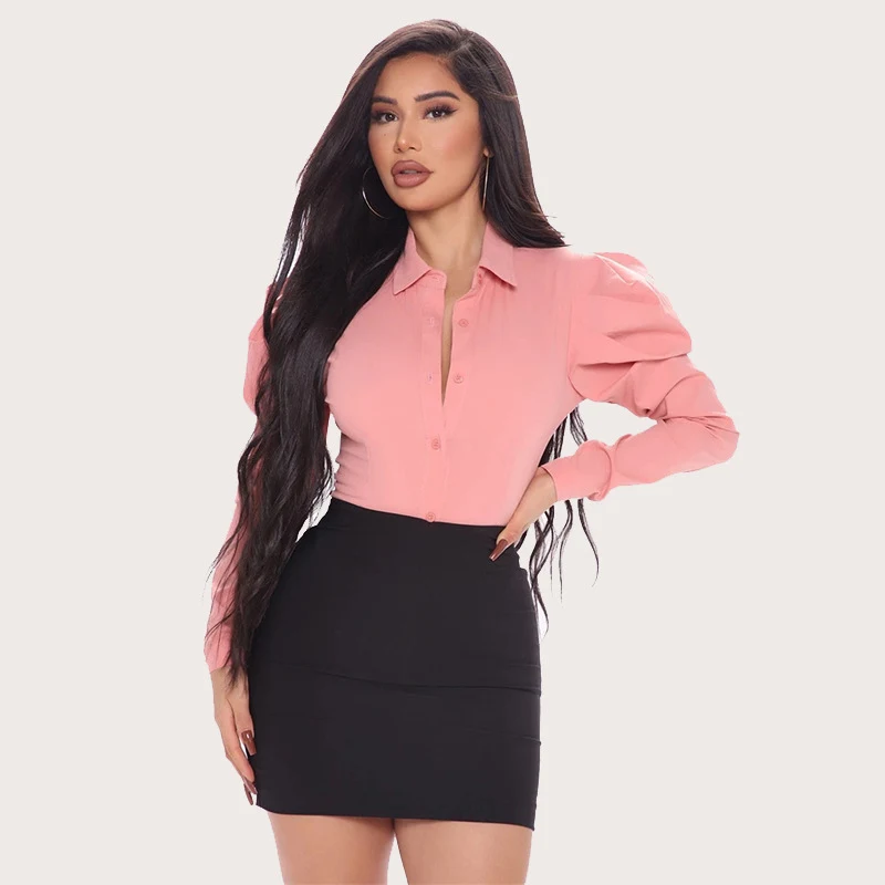 Title 2, Commuter Solid Color Fashion Shirt Bodysuit