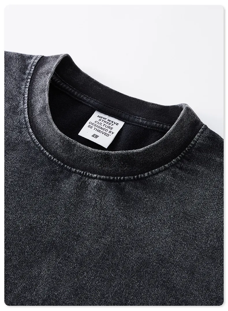 T-shirt stile americano retro manica corta, taglio piccolo, slittatura, lavato, ampio e alla moda, ideale per coppie. — foto 6