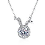 Colar de prata S925 com moissanita e coelhinho fofo para mulheres, joia encantadora, presente ideal, delicadeza e brilho. — foto 2