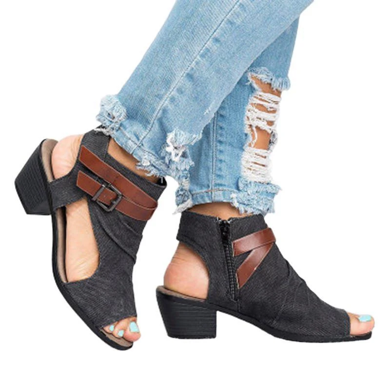 Title 2, Womens Sandals with Fish Mouth and Casual Belt...