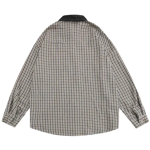 Title 3, Loose Contrast Color Lapels Shirt Casual Thin Coat