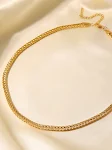 Colar de Aço Inoxidável Dourado com Design Torcido, Simples e Fashion, Alta Qualidade e Durabilidade, Banhado a Ouro, Não Desbota, Perfeito para Qualquer Look — foto 1