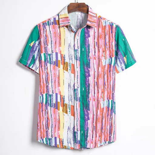 Title 5, Mens Printed Lapel Short Sleeve Shirt