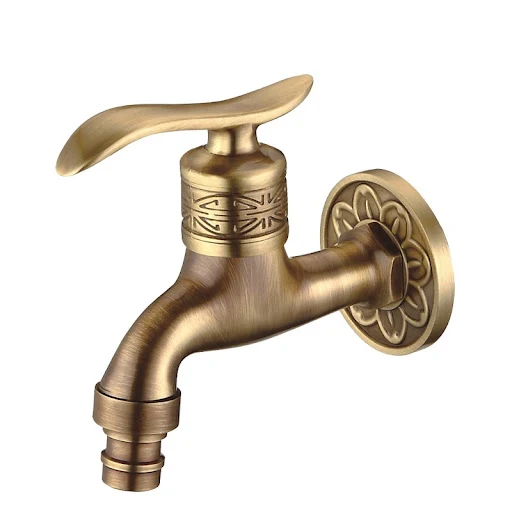 Title 9, Antique Brass Carved Garden Faucet for outdoor ...