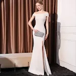Women's Off-shoulder Fishtail Slim Fit Slimming Long Dress — photo 19