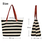 Bolsa de praia feminina de palha popular, ideal para atividades ao ar livre. Leve, espaçosa e perfeita para um dia ensolarado com estilo. — foto 3