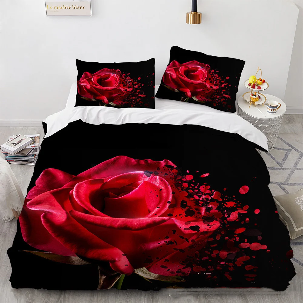 Title 10, 3D Digital Printing Three-Piece Home Rose Serie...