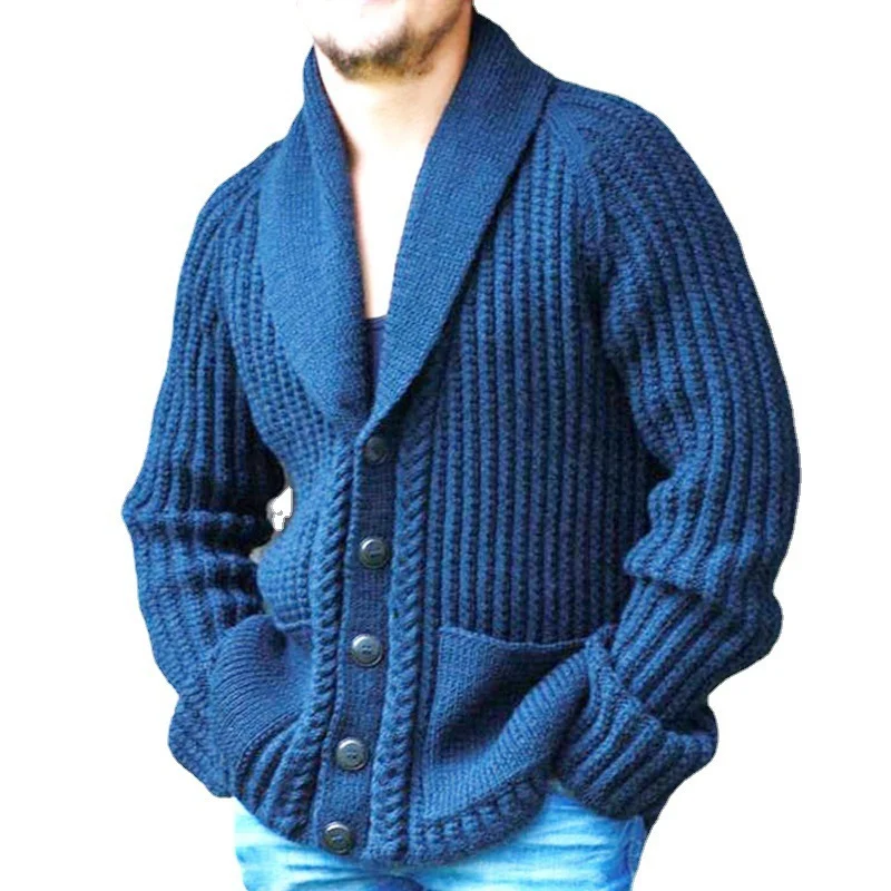 Title 4, Mens Fall and Winter Lapel Long-sleeved Sweate...
