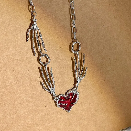 Title 3, Colar com pingente de amor vermelho escuro punk...
