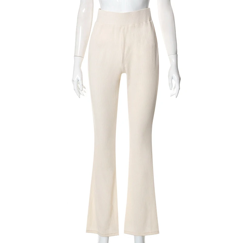 Women's Solid Color Slim Fit Fashion Micro Flared Pants, stylish and comfortable, enhances your figure, perfect for ever — photo 4