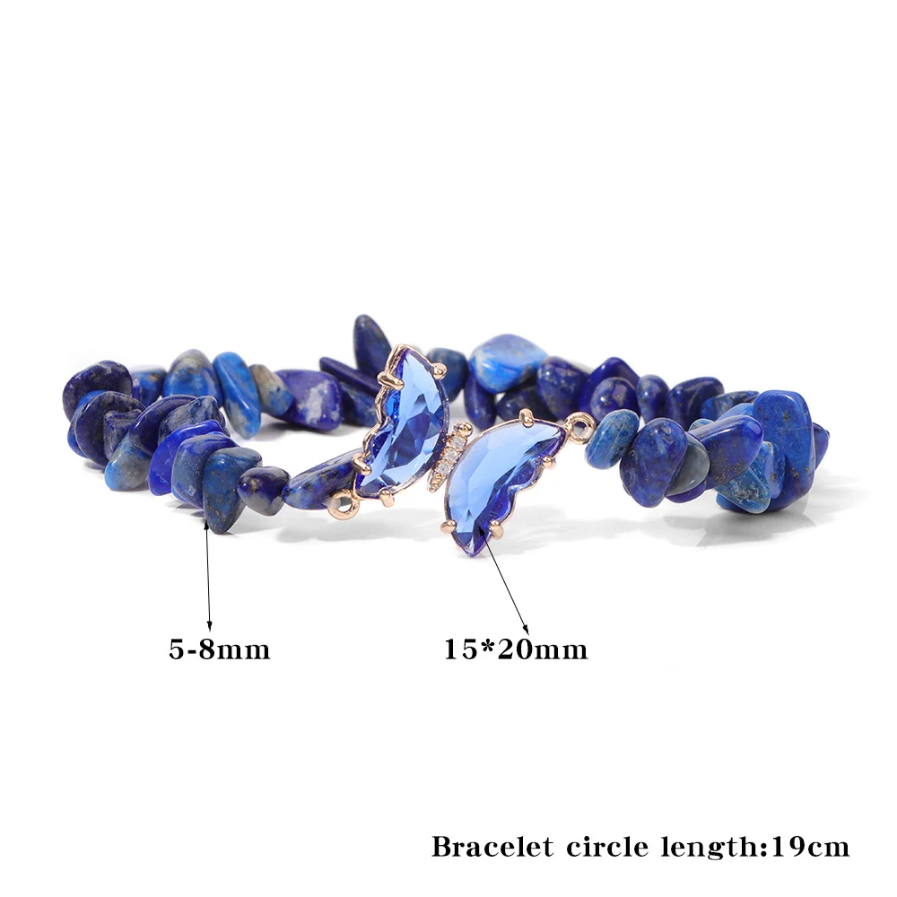 Pulseira feminina de estiramento com cascalho de lápis-lazúli natural, para estilo e bem-estar. Elegância e cura natural. — foto 7