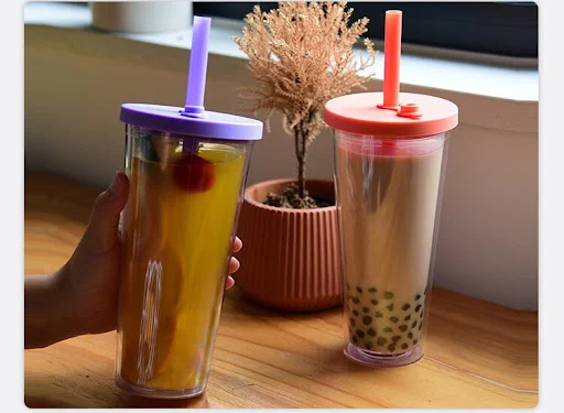 Title 5, New Double Layer Plastic Large Hole Straw Cup f...