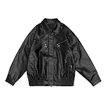 Jaqueta de couro PU Shuai masculina, solta e diferenciada. Casaco de motociclista para homens, ideal para um visual moderno e confortável. — foto 1