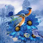 Diamond Painting 5D Vgel Auf Blumen Kit Completo per Adulti Arte Brillante Fai da Te per Rilassarsi Decorazione Casa — foto 2