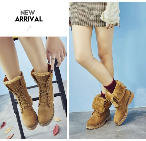 Title 13, Botas de neve femininas de couro de cano alto, ...