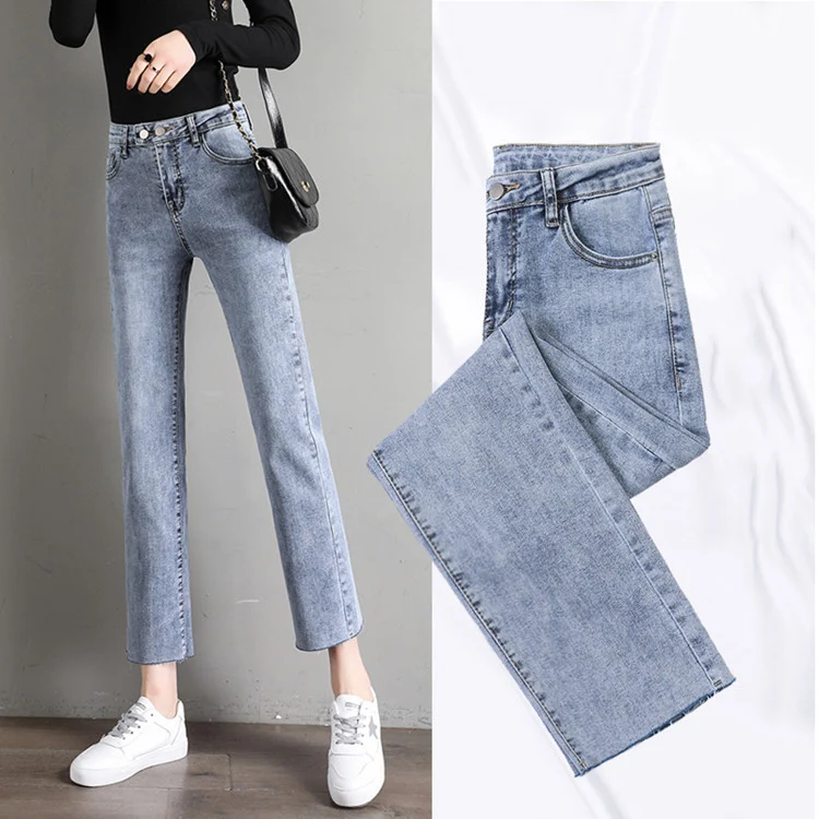 Jeans a nove punti, pantaloni casual sigaretta a gamba dritta, perfetti per un look comodo e alla moda. — foto 5