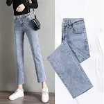 Jeans a nove punti, pantaloni casual sigaretta a gamba dritta, perfetti per un look comodo e alla moda. — foto 5