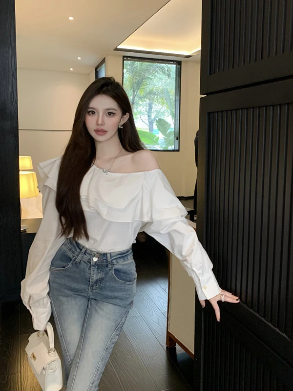 Title 3, Womens Ruffled Off-the-shoulder Long Sleeve De...