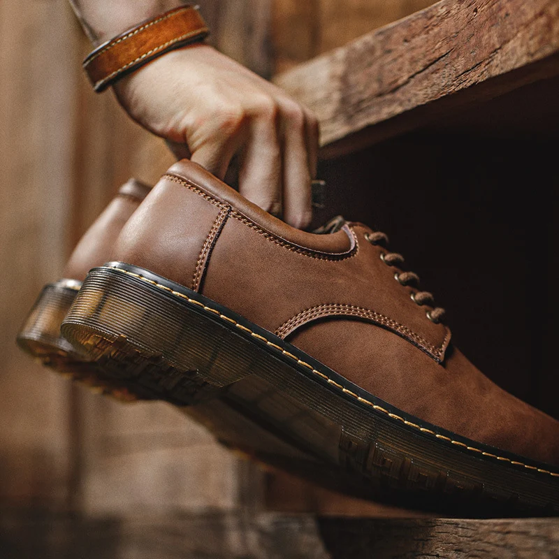 Sapatos casuais de couro masculinos Retro Tooling. Conforto e estilo clássico para o dia a dia. Durabilidade e design atemporal. Perfeitos para você. — foto 5
