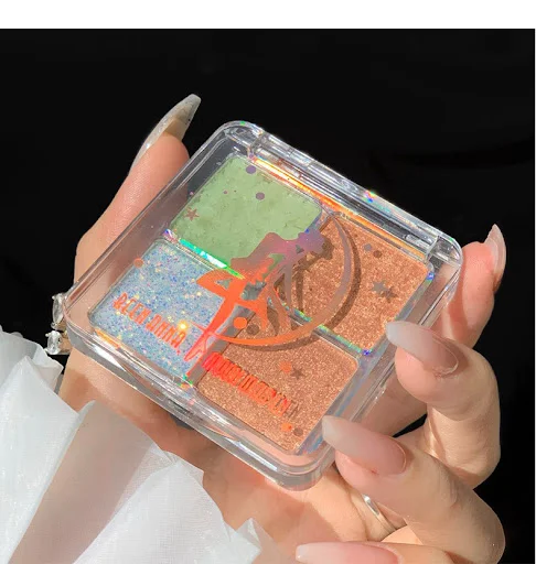 Title 4, Four-color beauty girl luminous eye shadow tray...