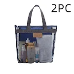 Bolsa de praia de viagem em malha portátil, bolsa de cosméticos dobrável, armazenamento em malha para natação e lavagem — foto 4