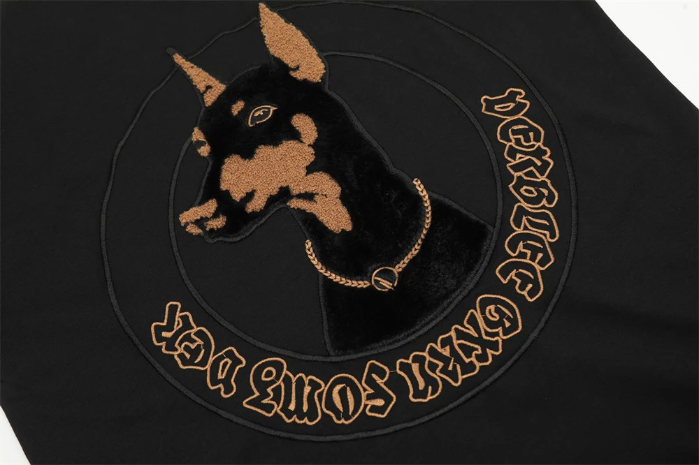 Title 4, Camiseta masculina manga curta bordada Doberman...
