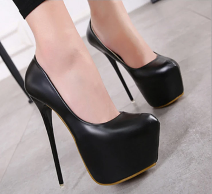 Sapatos de salto alto femininos sexy primavera outono para casamento, plataforma, salto muito alto, bico redondo, estilo fetiche, elegantes. — foto 2