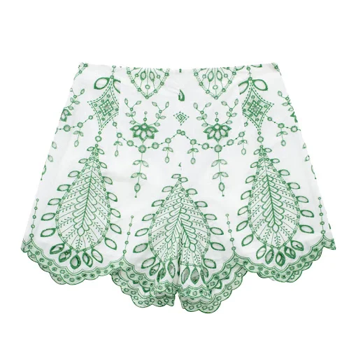 Title 5, Hollow out V-neck short top and mid waist short...
