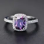 Anel de diamante feminino quadrado multicolor, clássico e charmoso. Expresse seu temperamento com este anel deslumbrante. — foto 1
