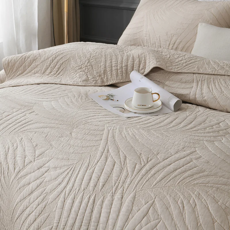 Title 5, Pure White Leaves Double-sided Embroidery Quilt...