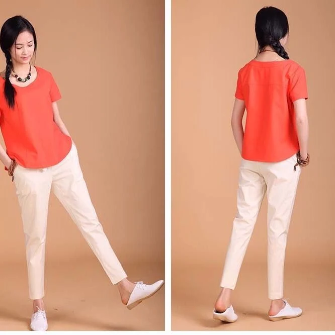 Calças Harem Cropped Femininas de Algodão e Linho Soltas, Conforto e Leveza para o Verão, Estilo Casual e Despojado — foto 2