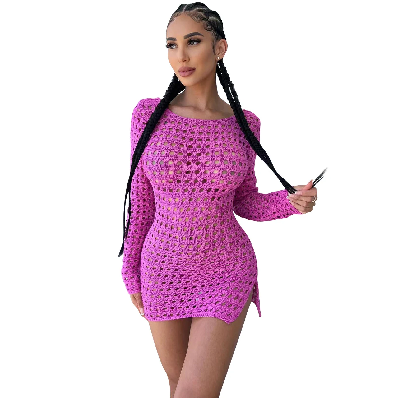 Vestido de Gelo de Seda Vazado Roupa Feminina Frescor e Elegância para o Verão Leve e Respirável Caimento Perfeito Conforto e Sofisticação — foto 2