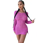 Vestido de Gelo de Seda Vazado Roupa Feminina Frescor e Elegância para o Verão Leve e Respirável Caimento Perfeito Conforto e Sofisticação — foto 2
