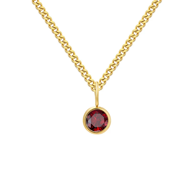 Colar de aço inoxidável com pingente de diamante e pedra de nascimento, um presente elegante e significativo para celebrar. — foto 31