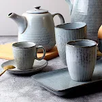 Creative Vintage Stripe Ceramic Mug Kiln Baked Kettle. Enjoy your coffee in style with this unique and beautifully desig — photo 3