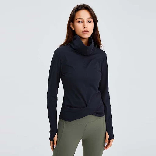 Title 1, High-neck Slim Slimming High-stretch Solid Colo...