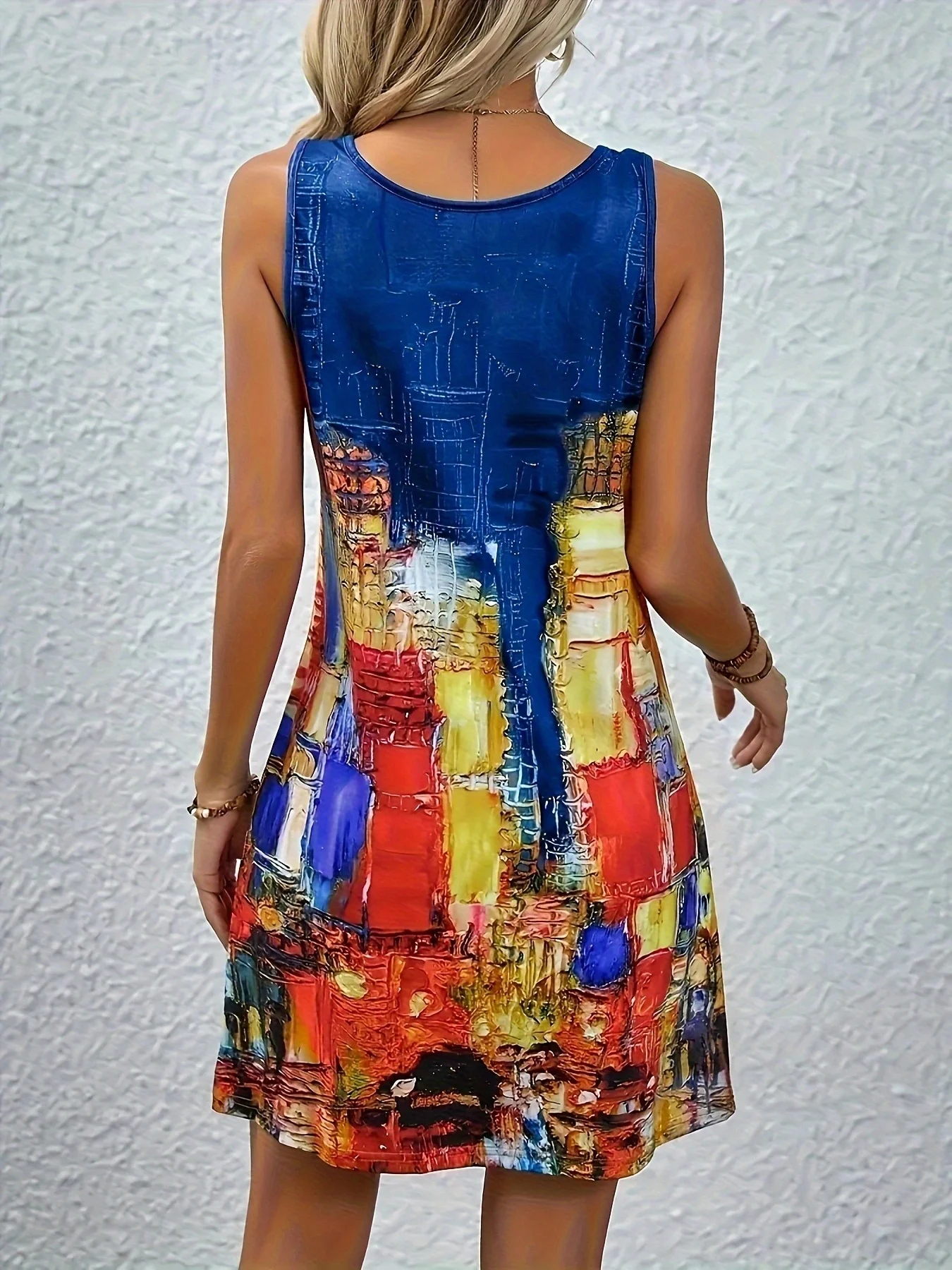 Title 5, Digital Printed Round Neck Summer Off-the-shoul...