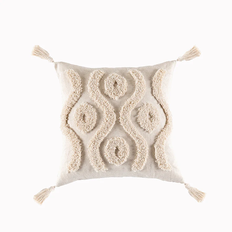 Title 8, Bohemian Famous Style Tufted Pillow Cover, Mode...