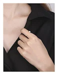 Anel feminino de prata esterlina S925 com zircônia Guan, um acessório elegante e brilhante para realçar sua beleza. — foto 6
